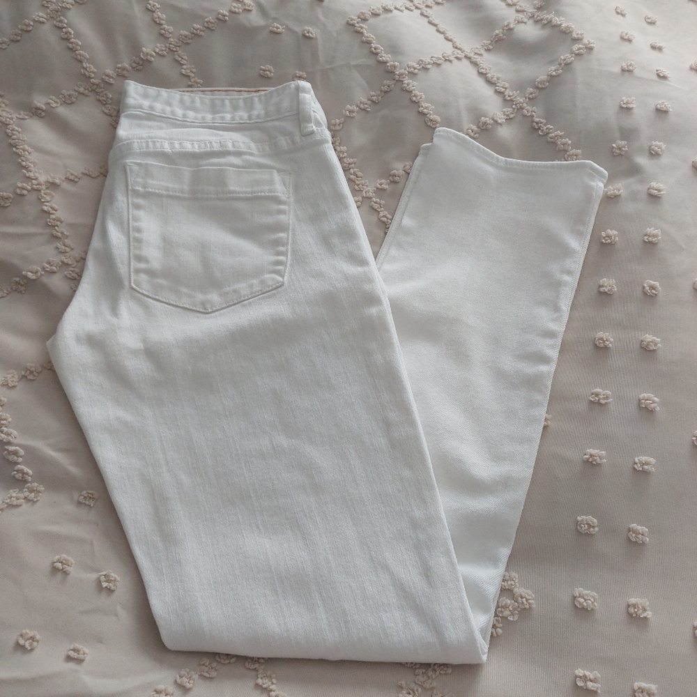 J. Crew Women's White Straight Stretch Jeans